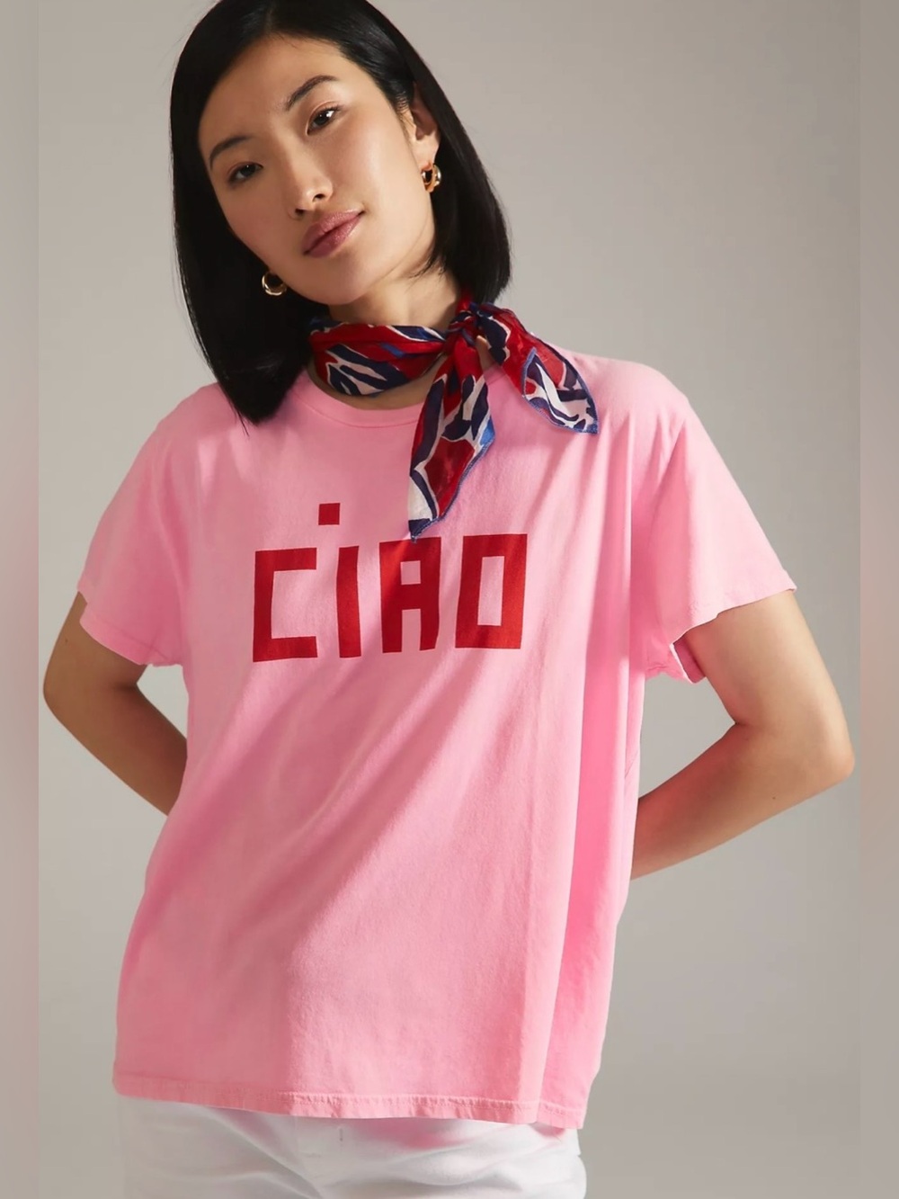 Clare V. Ciao Graphic Tee Hot Pink T-Shirt
